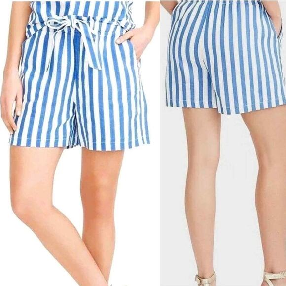 J. Crew Factory Striped Linen Paper Bag Shorts - Medium - Picture 1 of 8
